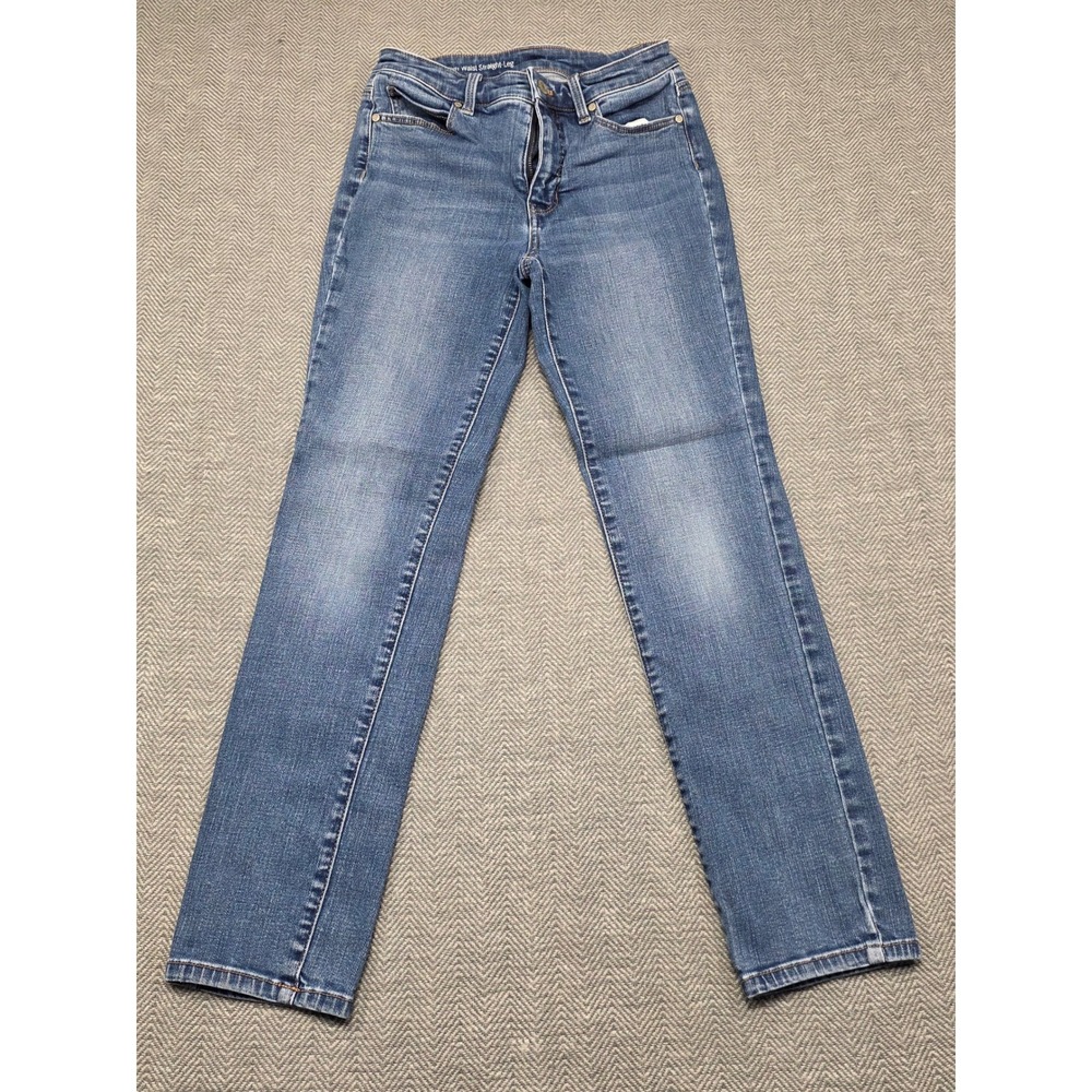 Talbots Flawless High Waist Straight Leg Jeans Medium Wash Blue Denim 2P Petite